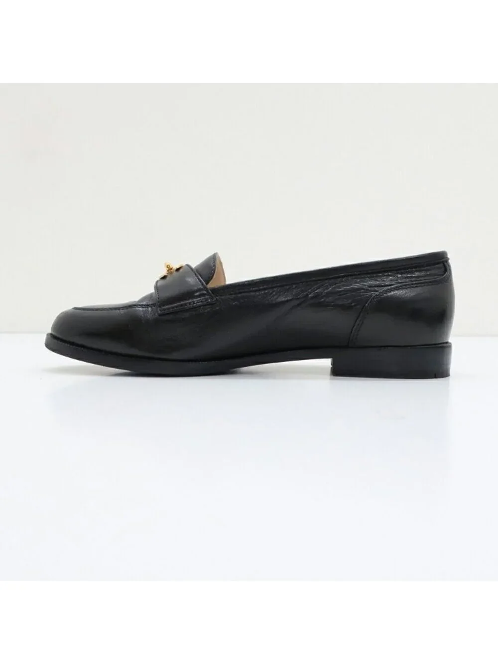 Chanel Turnlock Loafers Black CC Logo Pumps Shoes Heels 1.8 Leather
